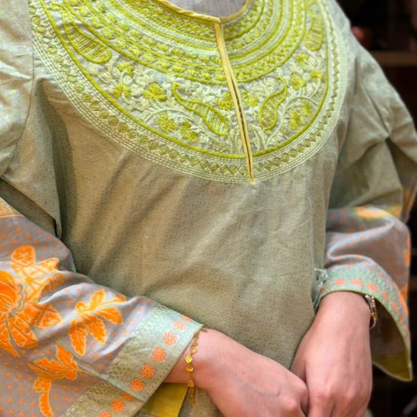 Cotton dress neck embodari